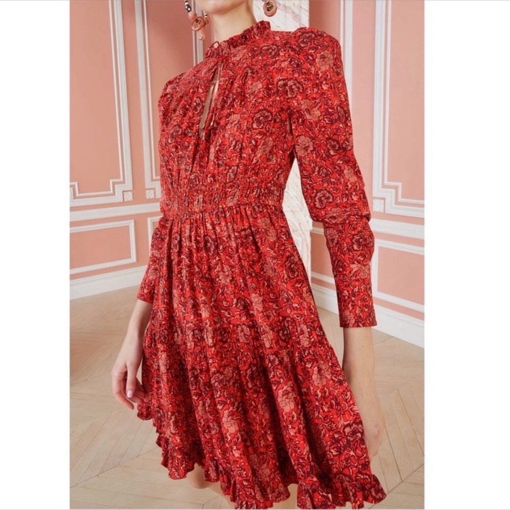 Ulla Johnson Mini Long-Sleeve Ruffle Liv Dress Sz 12 - Picture 7 of 7